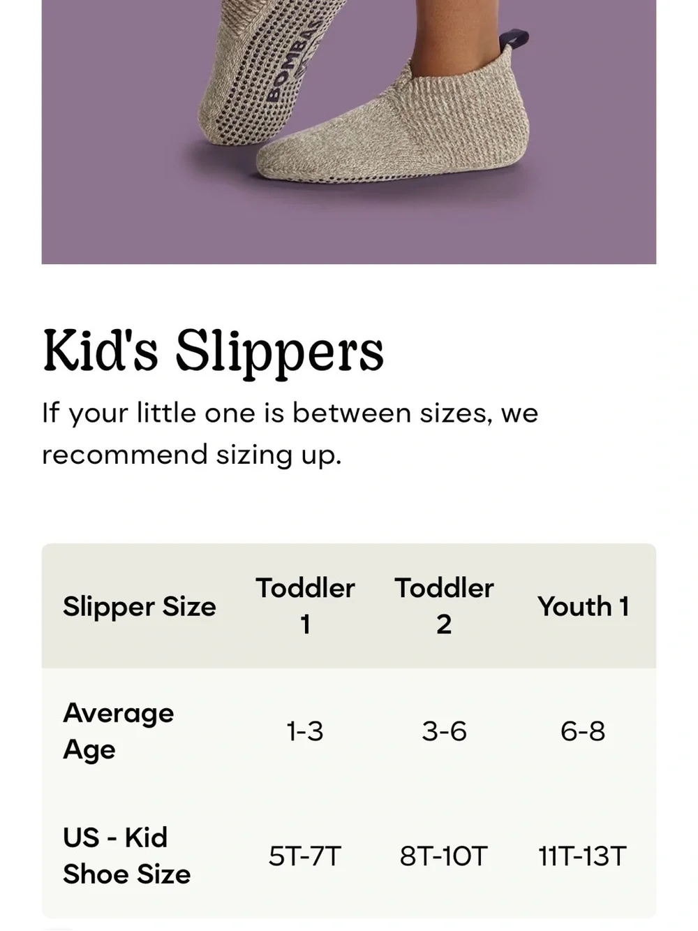 Bombas Youth 11-13 Wool Blend Gripper Slippers